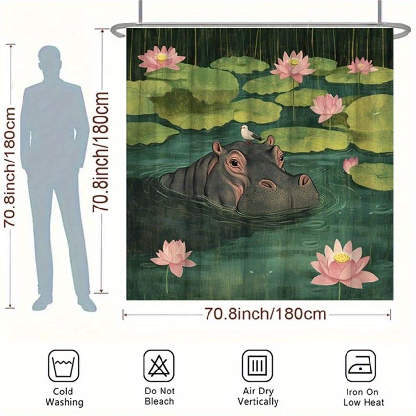 Lotus Pond with Frog Shower Curtain - Water-Resistant, Easy to Clean, Adds a Calm and Natural Touch to Your Bathroom Decor