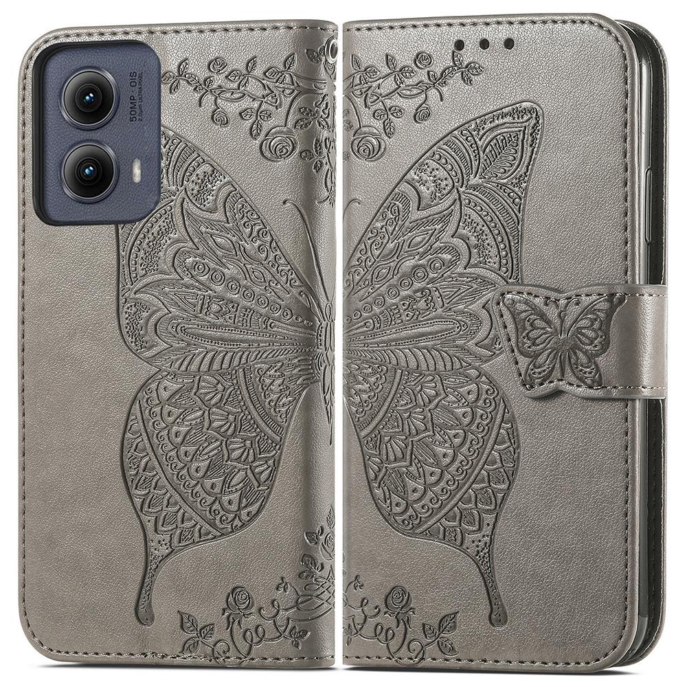 For Motorola Edge (2024) 5G Case PU Leather Wallet Phone Cover Butterfly Pattern