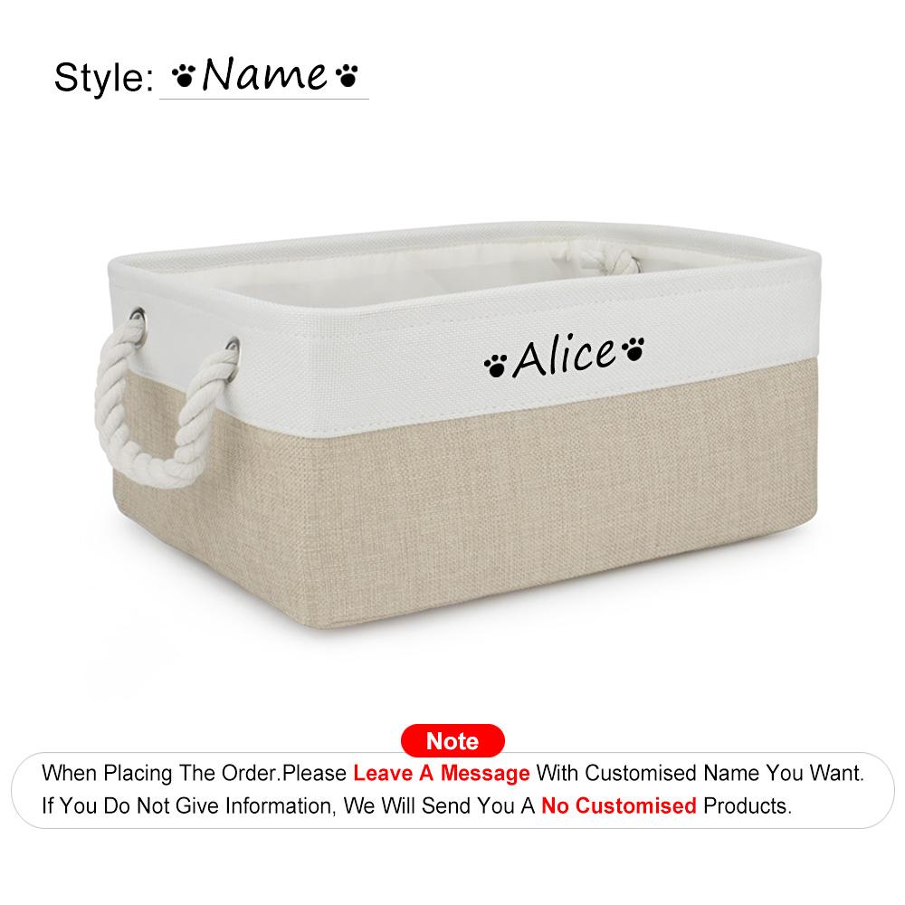 

Custom Name Dog Toy Box Personalized Customised Logo Tag Clothes Accessories Dogs Storage Basket Pet Cat Organizer Bin S 29X20X14cm