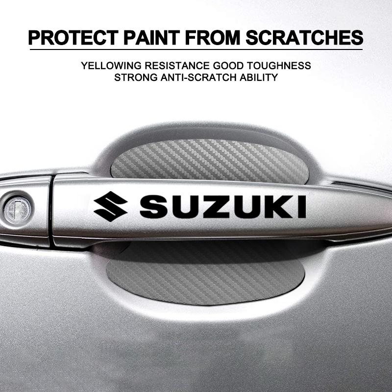 8pc Car Door Sticker Carbon Fiber Scratches Auto Handle Protection Film For Suzuki Jimny GW250 Samurai Vitara Swift Baleno SX4 Ignis Alto Splash Swace