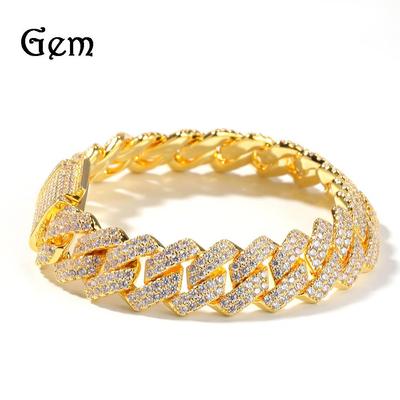 Hochwertiges Herren Hip Hop Zirkonia Kubanische Kette Armband