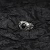 Retro Medieval Pattern Black Onyx Ring For Women Silver-plated Copper Punk Gothic Edgy  Pinkie Ring Accessories Cool Gift