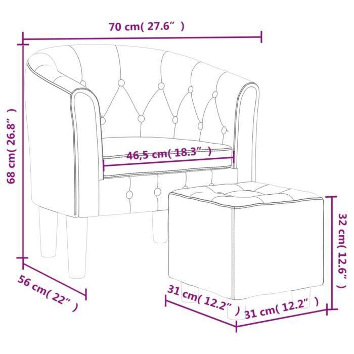 VidaXL Fauteuil cabriolet avec repose-pied rouge bordeaux similicuir 356467