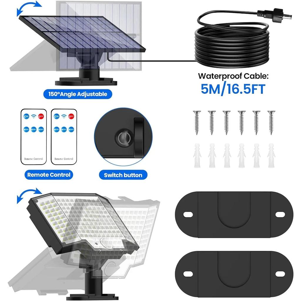 160/128 LED Outdoor Solar Street Lamp with 3 Modes Wall Lamps Waterproof PIR Motion Sensor Garden Park Decoration Light