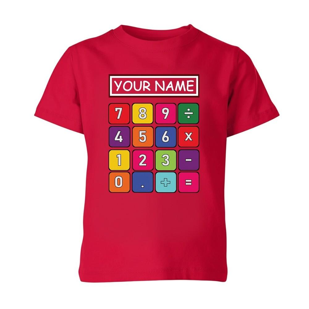 Personalised Number Day Calculator Unisex Kids T Shirt Math Day Symbols School S