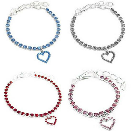 Heart Pendant Rhinestone Pet Collar for Small To Medium Dogs and Cats
