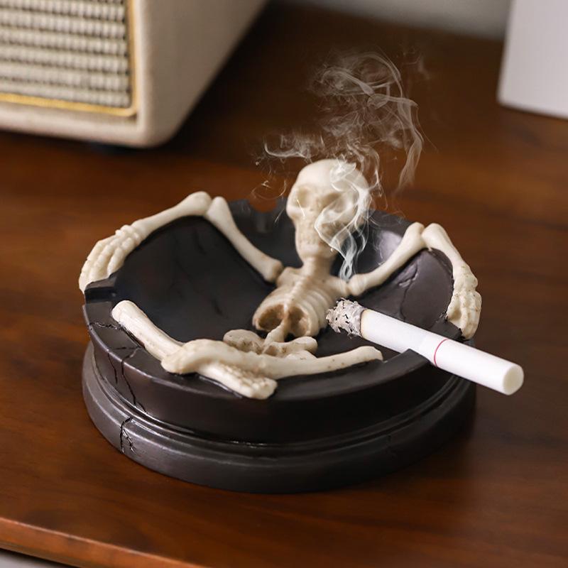 Creative Human Skeleton Resin Ashtray Unique Gothic Home Decoration Halloween Gift Desktop Ornament