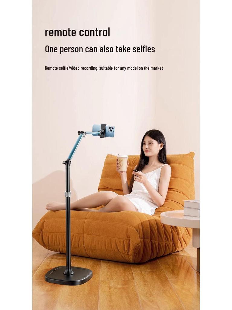 360° Rotating Retractable Floor-Stand Phone Streaming & Shooting Boom Arm