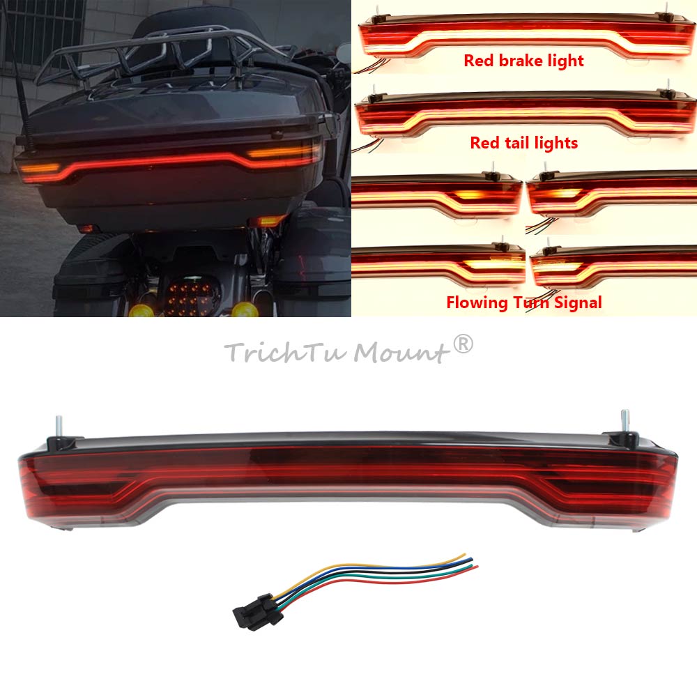 Motorcycle King Rear Trunk LED Light Tour Pack Brake Turn Signals Tail Lamp For Electra Glide Ultra Limited FLHTK 2014-2023