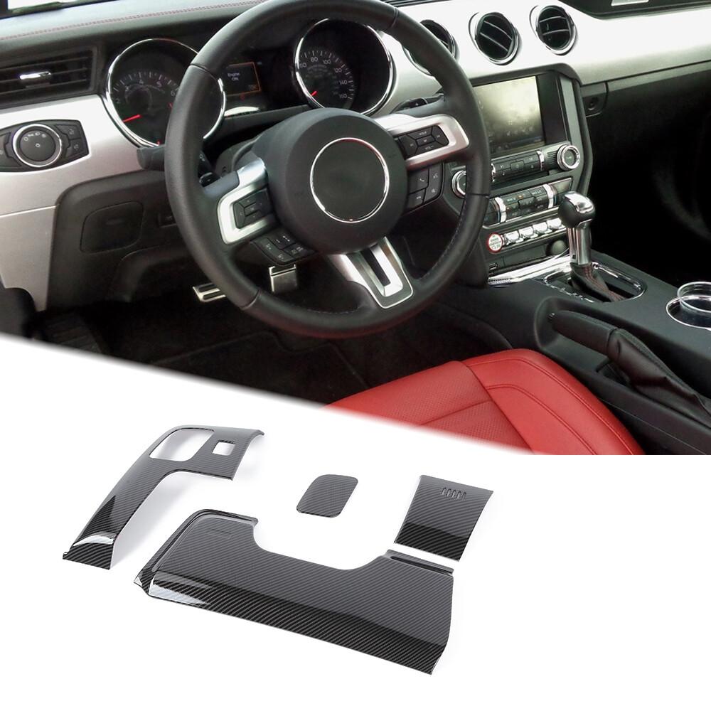 Inner Steering Wheel Lower Panel Trim Cover For Ford Mustang 2015+ Carbon Fiber
