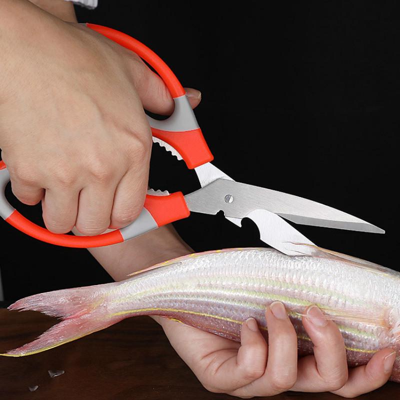 Multifunctional Stainless Steel Household Kitchen Scissors Chicken Bone Scissors Barbecue Strong Kitchen Scissors Food Scissors
