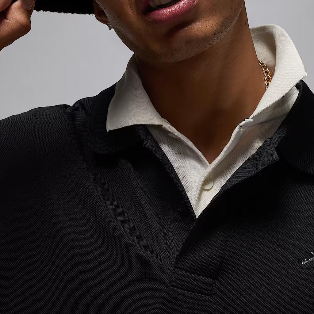 Jordan Solid Color Button Short Sleeve Loose Polo Shirt Men tops Black IB1041-010