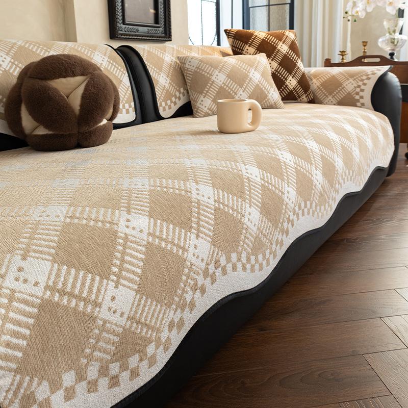 Simple Sofa Cover Retro Checkered Striped Couch Cushion New Backrest Protective Cover Suitable For Sofas Of Various Shapes 1Pcs