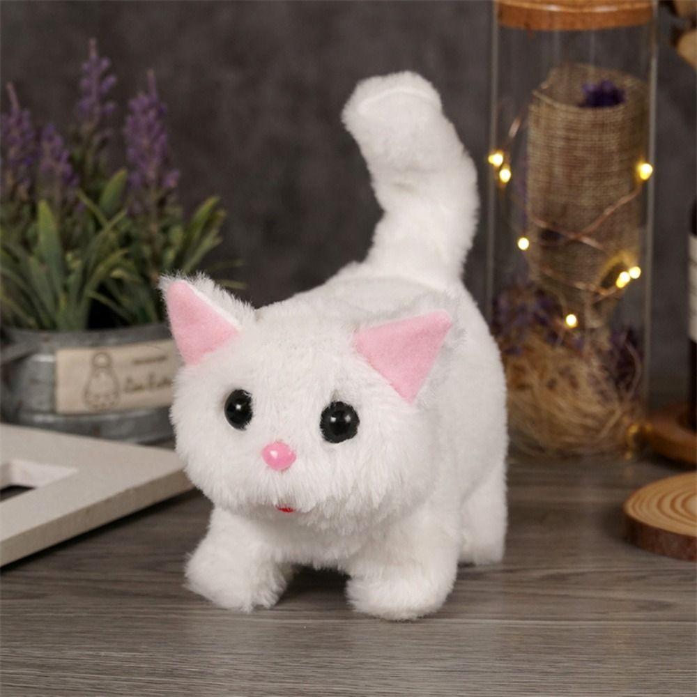 Tail Wagging Cat Plush Toy Head Shaking Walking Interactive Cat  Holiday Gift