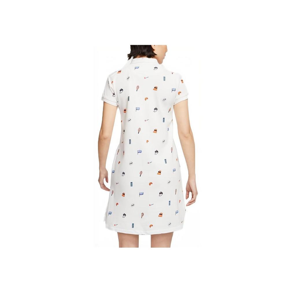 Nike Dri-Fit Cartoon Print Casual Short Sleeve Dress Women Dresses White Jewel-Orange CT2945-100