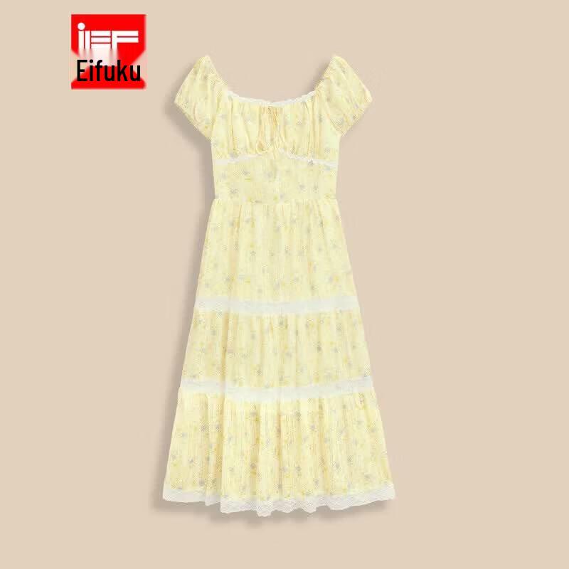 IEF 2026 Summer French Floral Midi Dress M