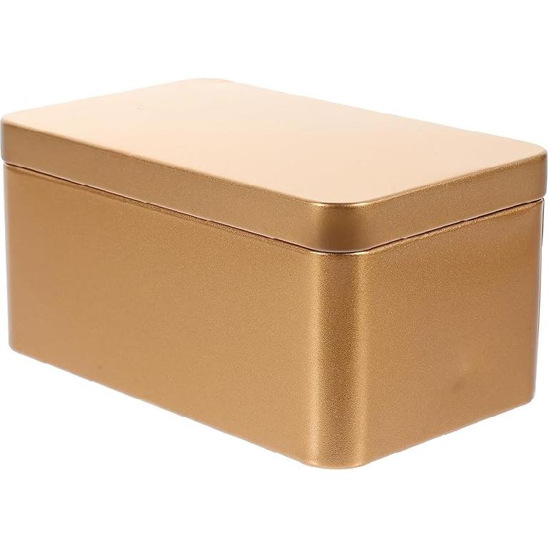 

Zerodeko Rectangular Tinplate Box Mini Portable Tea Leaf Storage Container Candy Organizer Home Organizer Silver Smooth Edges for Use золотистий