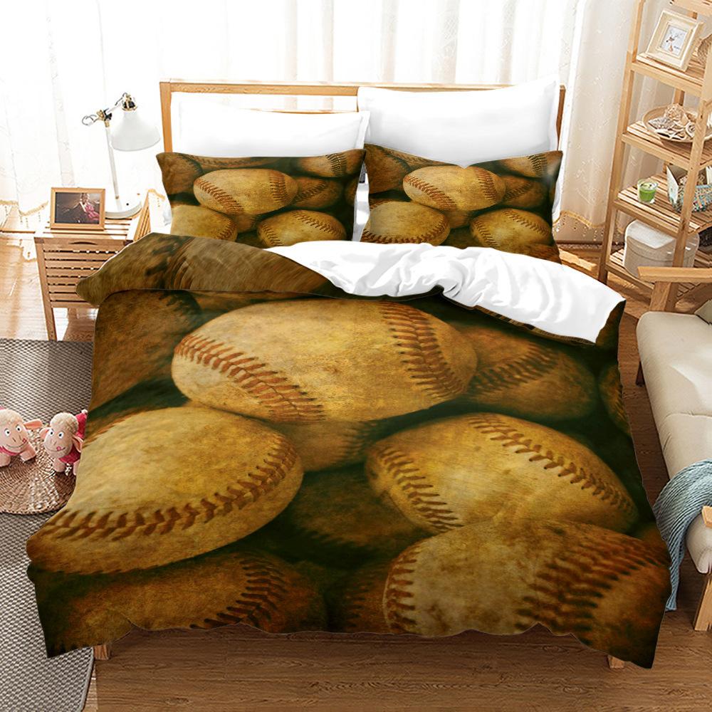 Quilt Cover Bedding Three-Piece 3D Digital Printing Campus Sports Baseball Kit