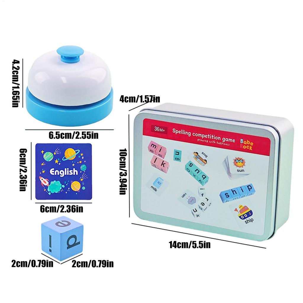 New Spelling Games Wooden Blocks Puzzles Literacy Games with Flash Cards for Kids Ages 3 Plus Home Classroom Preschool Party
