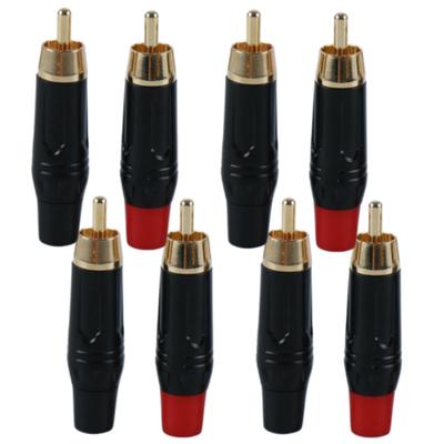 2/4/8/10 Stück Cinch-Stecker Bananenstecker Vergoldet Cinch Audio-Lautsprecherstecker Lötbuchse Rot+Schwarz