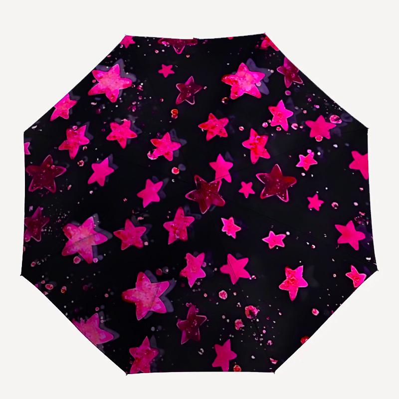 

1pc Pink Star Automatic Folding Umbrella - Portable Collapsible 8-Rib Umbrella for All Seasons yy251119149