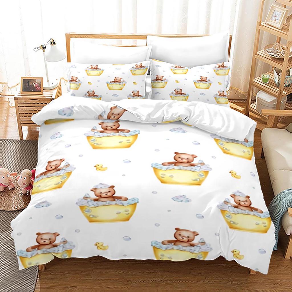 Yellow Duck Bedding Set Single Twin Full Queen King Size Little Duck Bed Set Aldult Kid Bedroom Duvetcover Sets 3D Print 016