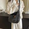 Solid color denim zipper multifunctional women's shoulder bags  hot sale  trendy  customized crossbody bag