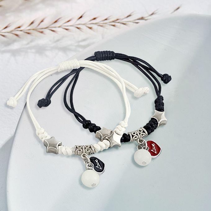 2Pcs/Set Couple Luminous Heart Bracelets