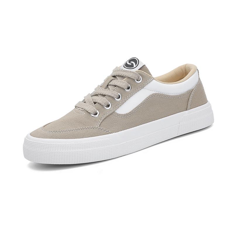 2026 Spring Men's Patchwork Cloth Shoes: Trendy, Breathable, Low-Top, Flat Bottom Lace-Up Board Shoes