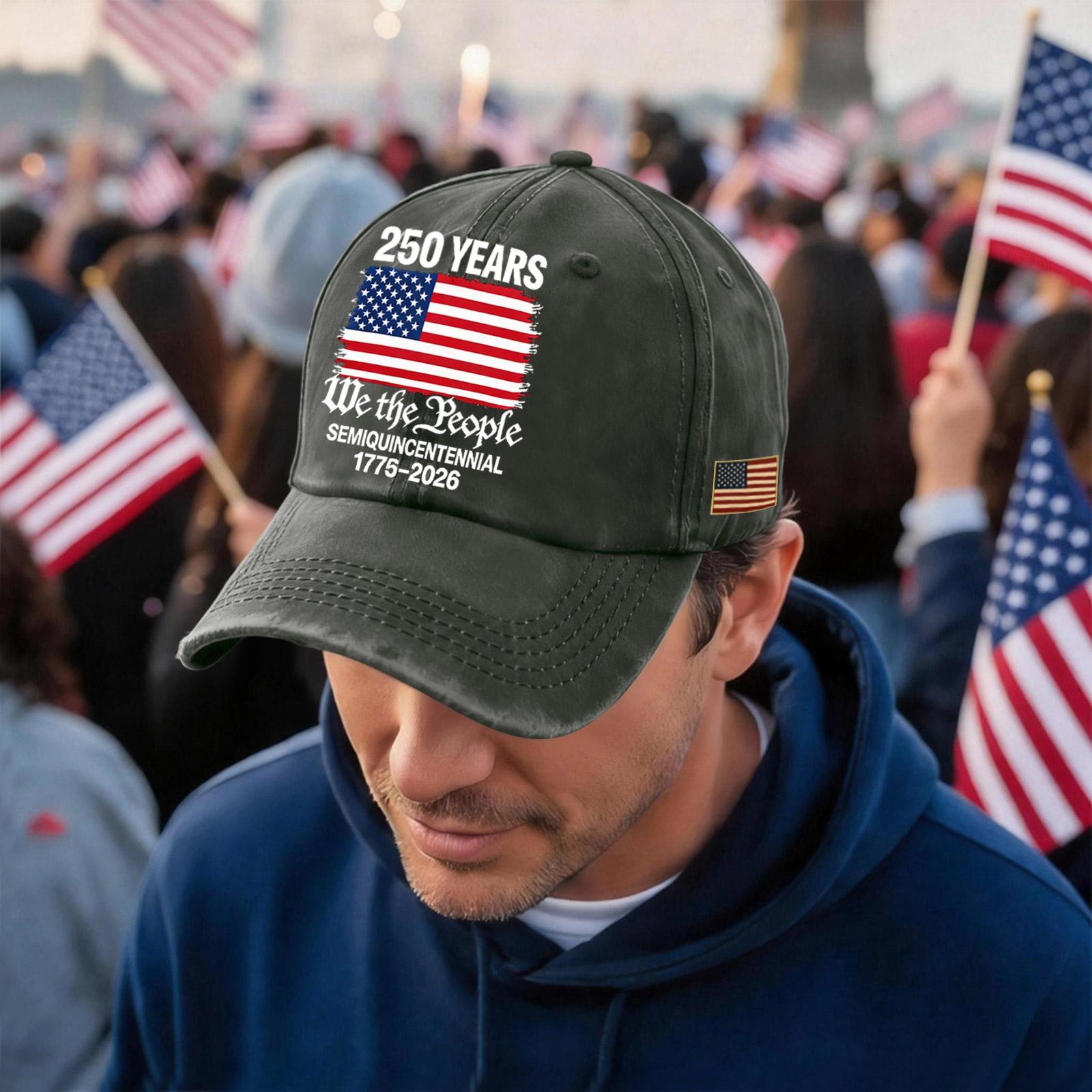 Men s and Women s Matching American 250th Anniversary Anniversary Embroidered Vintage Washed Baseball Cap One Size
