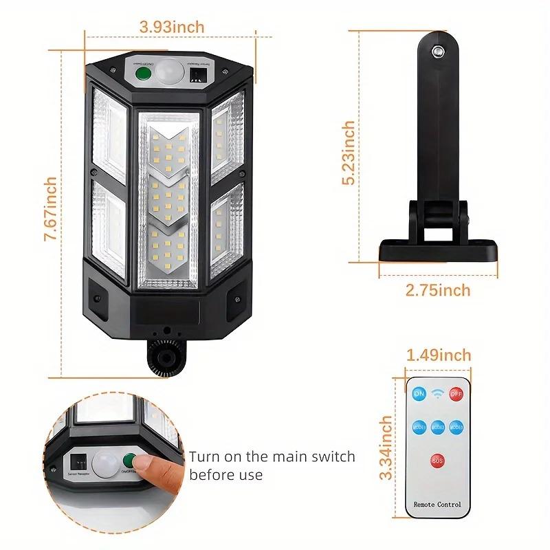 Solar Powered Security Light Motion Activated 3 Lighting Modes Weatherproof Construction for Outdoor Wall Garden Garage Lighting