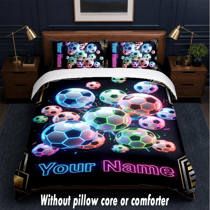 Neon Theme Custom Text Or Name 3Pcs Bedding Set,1 Flat Sheet & 2 Pillowcases Personalized Home Bedding