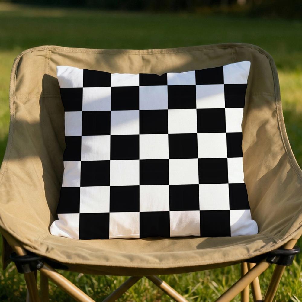Classic Checkered Square Cushion Cover Soft Reversible  Durable Pillow Cover  MultiScene Use for Home  Car Daily Comfort