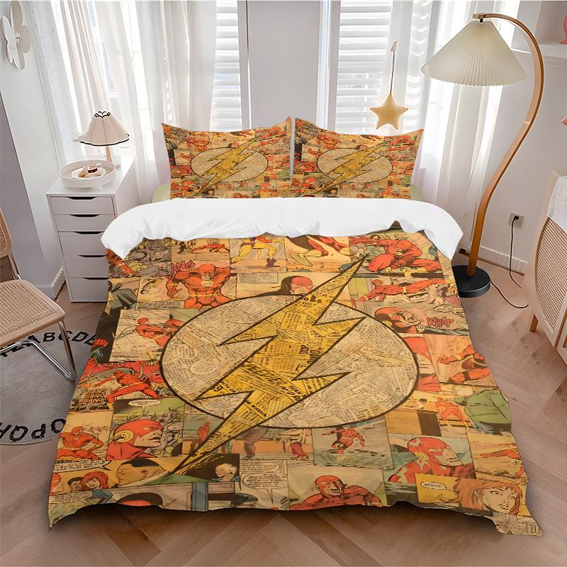 

3pcs Superhero Comics Bedding Set, Soft Polyester Duvet Cover and Pillowcases Machine Washable Seasons all suitable & Guest Room Decor244 135x200cm