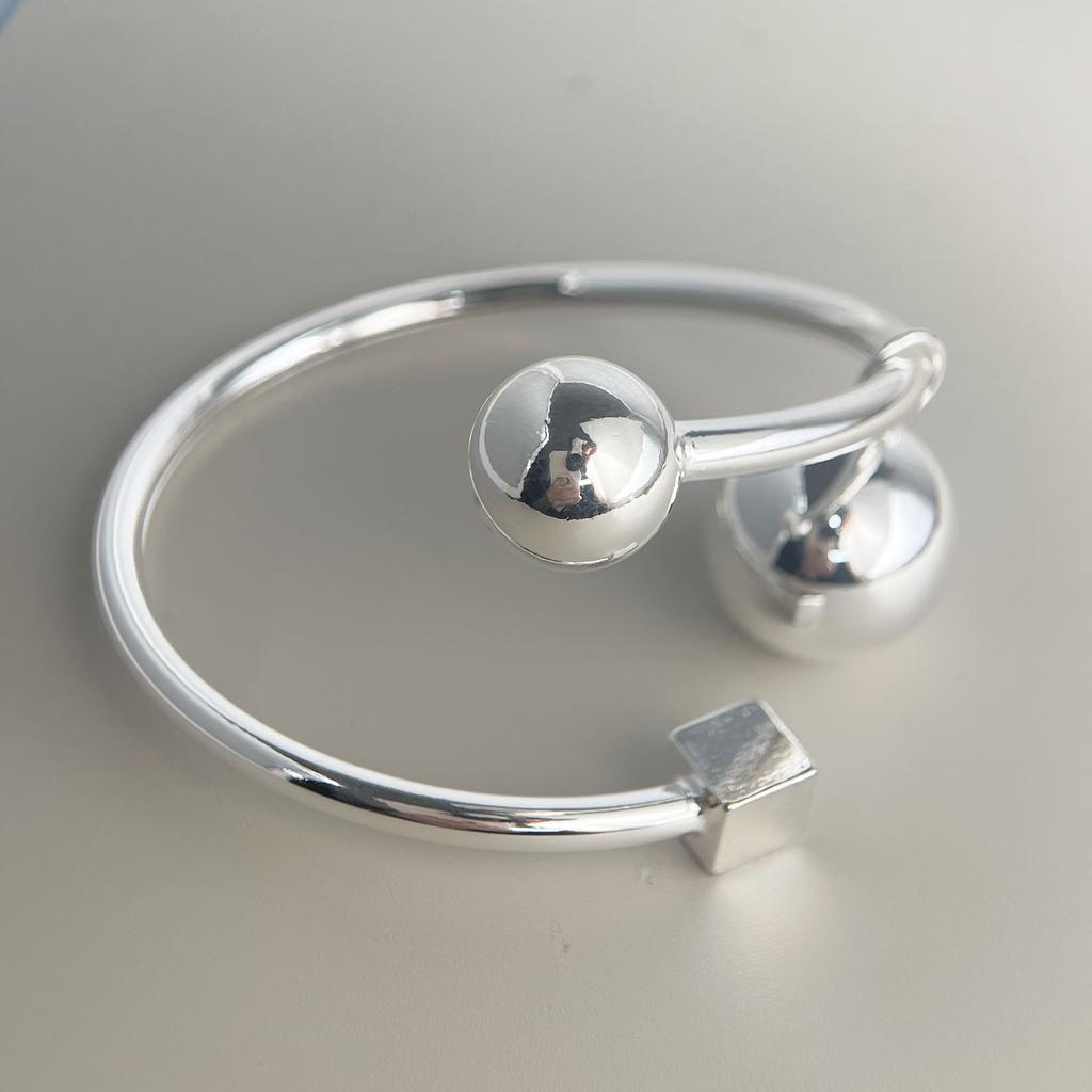 Xiaomi 100% Solid 925 Sterling Silver Metal Bracelet for Women Vintage Gold Handmade Simple Big Ball Bracelet Birthday Gift Party