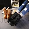 Neueste 2022 Plateau-Stiefeletten Damen Herbst Schnürung Dicke Hohe Absätze Damen Mode Schuhe Damen Freizeit Schuhwerk 358