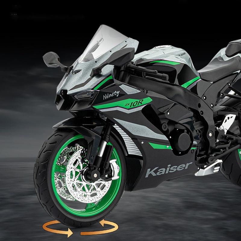 1:9 Kawasakis Ninja Zx-10R Alloy Sports Motorcycle Model Diecasts Metal Street Racing Motorcycle Model Sound Light Kids Toy Gift