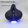 Mountain Bike Saddle with Center Hole, Cushion, USB Charging Tail Light Holder, Shock Absorbing Ball, and Lighted Seat Bag