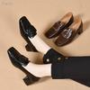 Scarpe da donna in pelle retrò britanniche, nuove, a punta quadrata, a tacco basso, a mocassino, con suola morbida