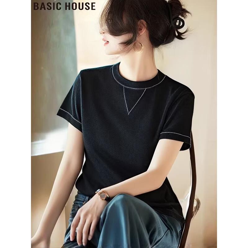 Basic House Women s Lyocell Blend Short-Sleeve T-Shirt L