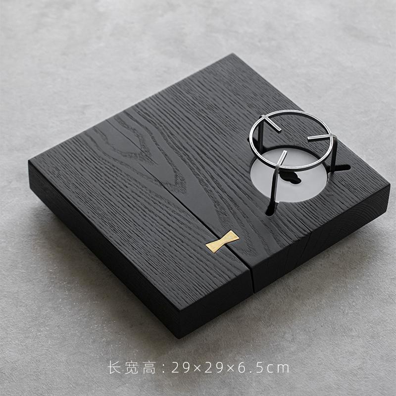 Wooden Candle Tea Warmer Base Alcohol Burner Japanese Style Solid Wood Tea Warmer Dry Bubble Pot Tea Tray