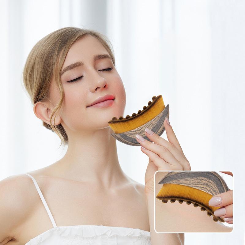 

Лимфодренажная контурная кисть для лица, Кисть для сухого массажа лица, Массажер для лимфодренажа лица, Скульптурирование подбородка и линии челюсти коричневый