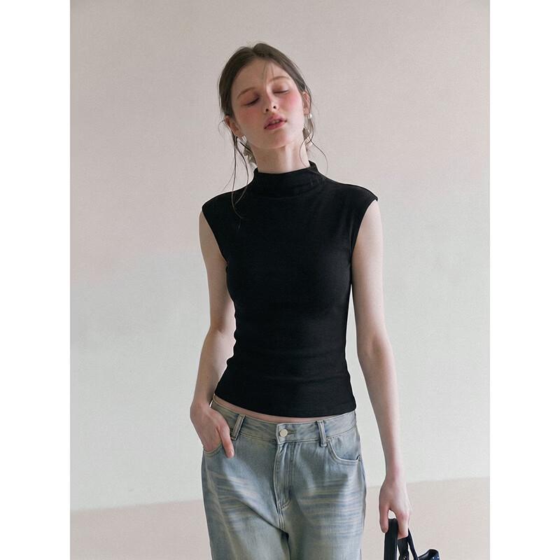 iiiamx Women's Slim Fit Mock Neck Short Sleeve T-Shirt