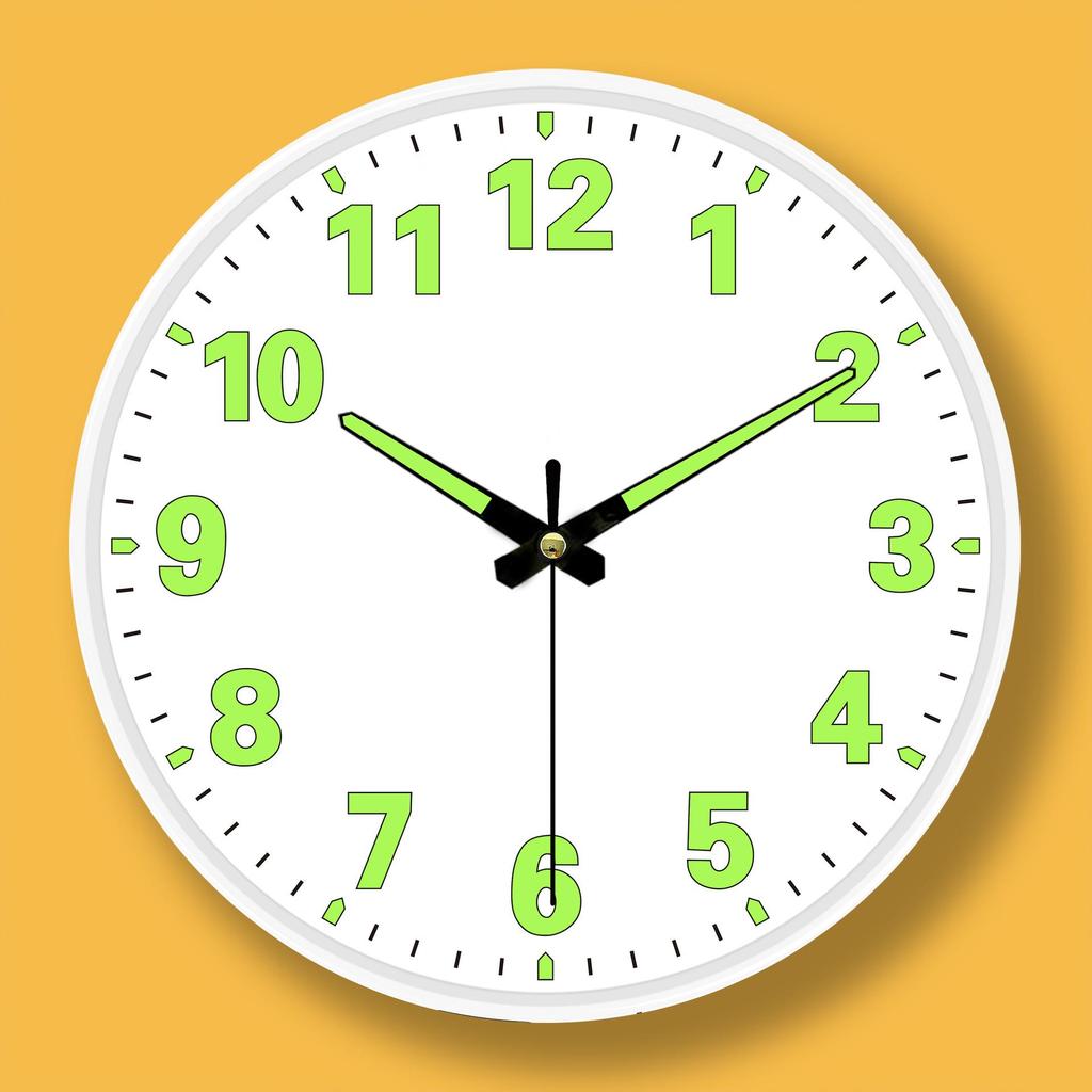 12-Inch Silent Luminous Wall Clock - Creative Fluorescent Bedroom Décor