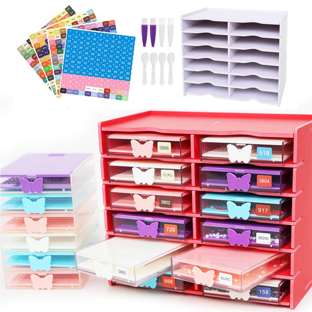 12 Grids Diamond Painting Tray Organizer Rack with Diamond Box Multi-Boat Plates Storage Rack Multifunctional for DIY Craft Arts