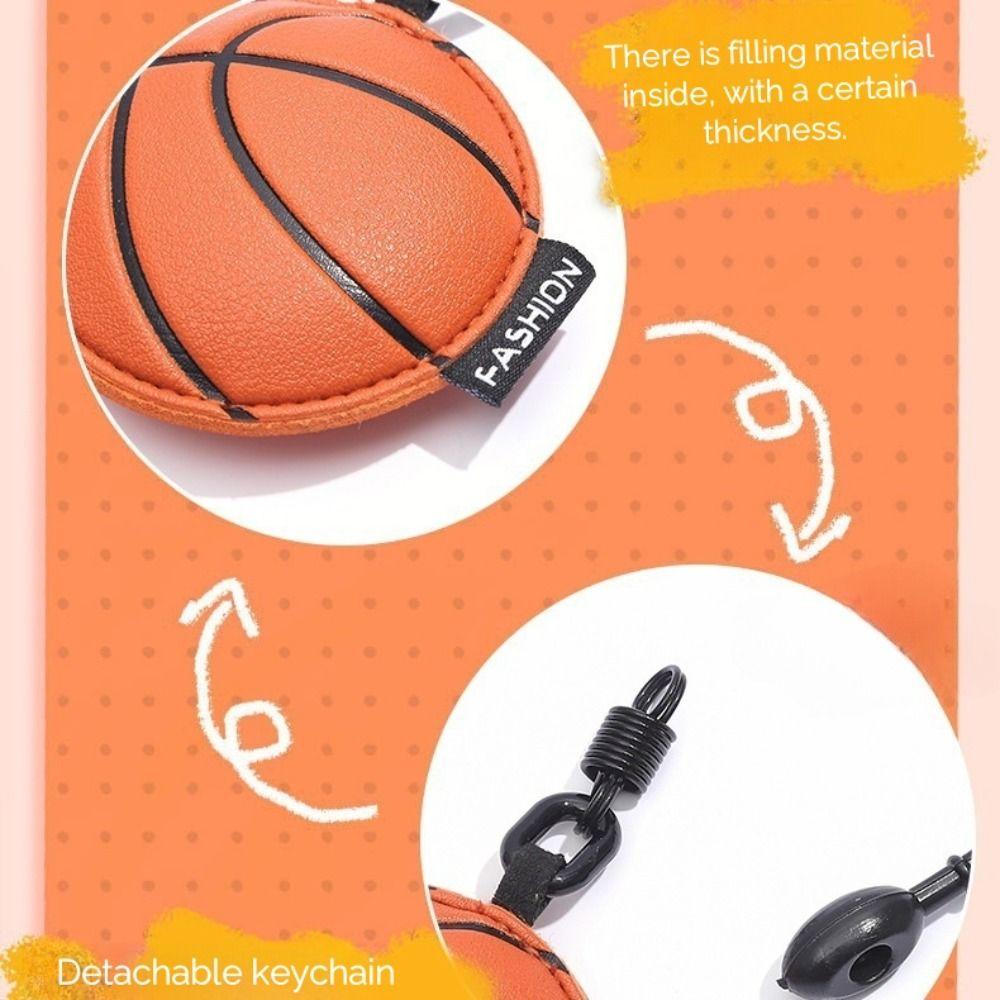 Cartoon 3D Ball Leather Keychain Volleyball Car Key Ring Fashion Rugby Football Pendant  Women Men
