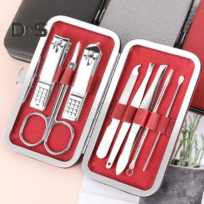 Set de tuns unghii 8 buc. Set profesional de manichiura pedichiura din otel inoxidabil cu carcasa tuns unghii Pile Pensete de urechi Cadou compact pentru casa