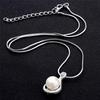 Fashion Jewelry Silver Plated Crystal Pearl Pendant Necklace Chain Women Gift