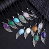 Natural Crystal Necklace Angel Single Winged Pendant Natural Gem Necklaces Jewelry Healing Stone Necklaces for Women Angel Wings