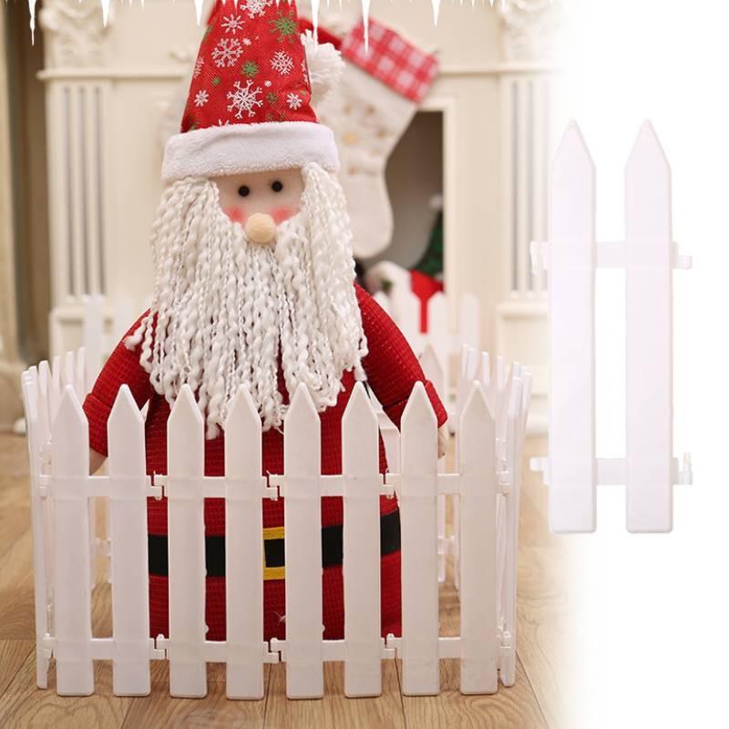 Durable White Plastic Fence For Christmas Tree Decoration And Garden Holiday Display